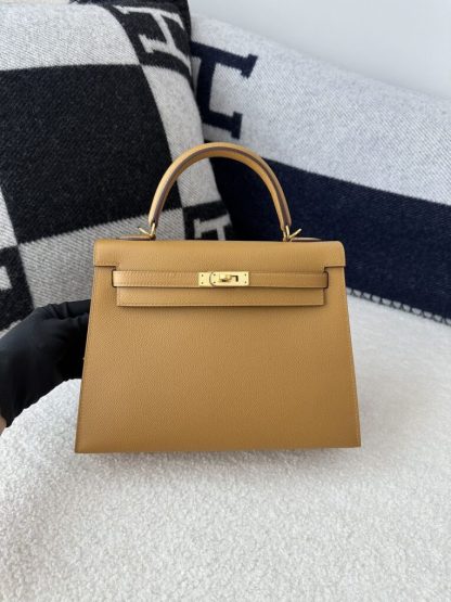  Hermes Kelly 25 2S Sesame Handmade Epsom Gold #3540 - Image 13