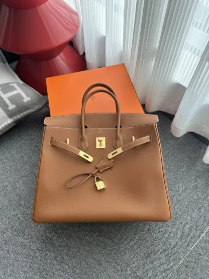  Hermes Birkin 35 CC37 Gold Handmade Togo Gold #3533 - Image 14