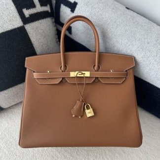Replica Hermes Birkin 35 CC37 Gold Handmade Togo Gold #3533