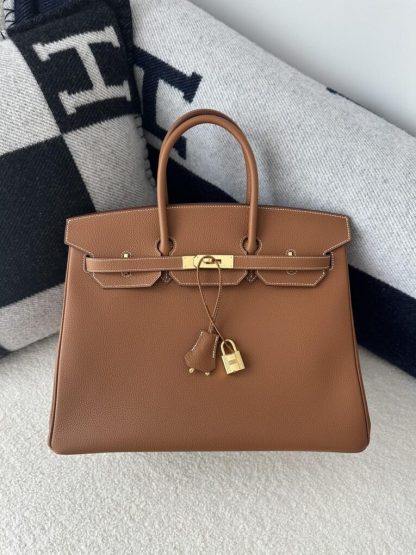 Replica Hermes Birkin 35 CC37 Gold Handmade Togo Gold #3533