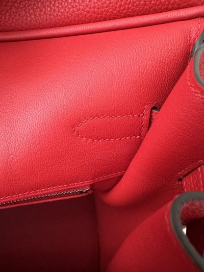  Hermes Birkin 35 Q5 Rouge casaque Handmade Togo Sliver #3534 - Image 3