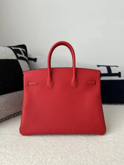  Hermes Birkin 35 Q5 Rouge casaque Handmade Togo Sliver #3534 - Image 10