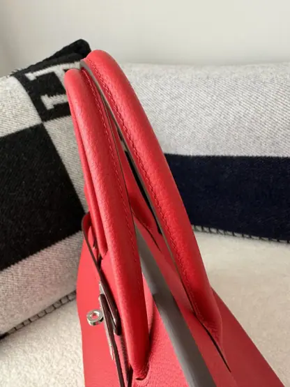 Hermes Birkin 35 Q5 Rouge casaque Handmade Togo Sliver #3534 - Image 5
