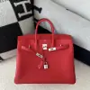  Hermes Birkin 35 Q5 Rouge casaque Handmade Togo Sliver #3534 - Image 15