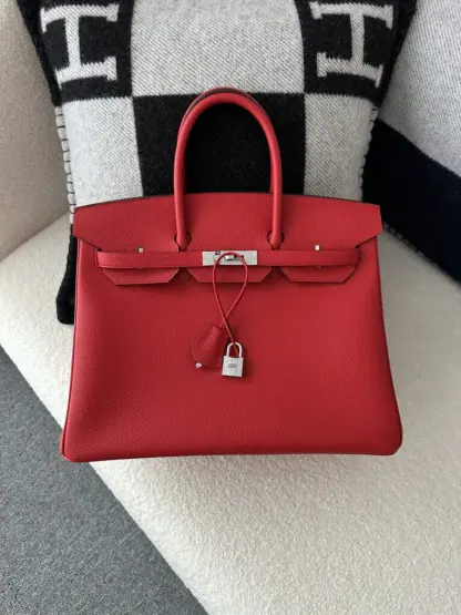 Replica Hermes Birkin 35 Q5 Rouge casaque Handmade Togo Sliver #3534