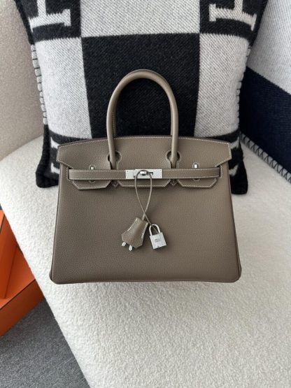  Hermes Birkin 30cm CK18 Etoupe grey Handmade Hand Stitching togo Gold #3532 - Image 14
