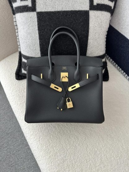  Hermes Birkin 30cm CC89 Noir Handmade Hand Stitching togo Gold #3531 - Image 8