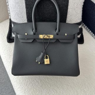 Replica Hermes Birkin 30cm CC89 Noir Handmade Hand Stitching togo Gold #3532
