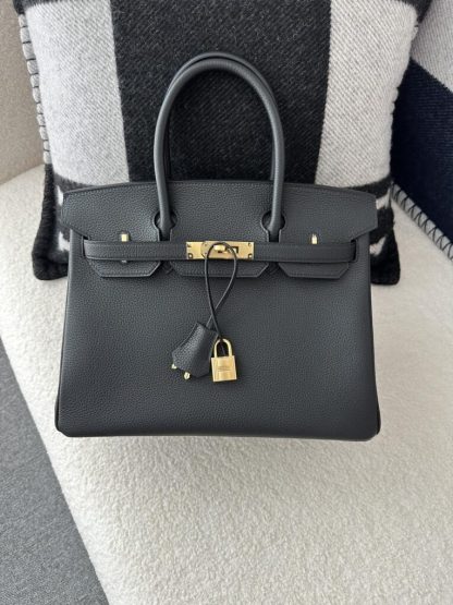 Replica Hermes Birkin 30cm CC89 Noir Handmade Hand Stitching togo Gold #3532