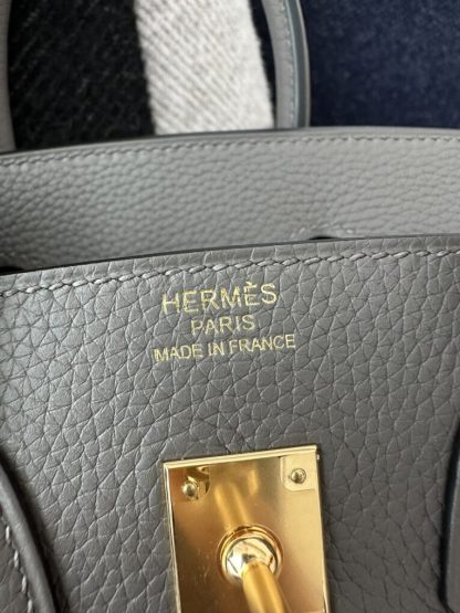  Hermes Birkin 25cm CC8F Etain Handmade Hand Stitching Togo Gold Hardware #3508 - Image 4