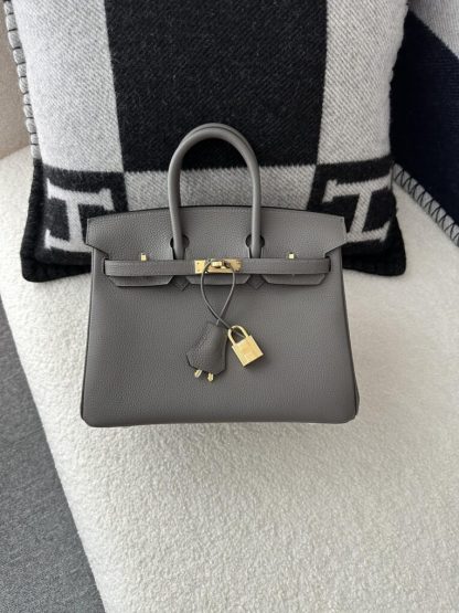  Hermes Birkin 25cm CC8F Etain Handmade Hand Stitching Togo Gold Hardware #3508 - Image 13