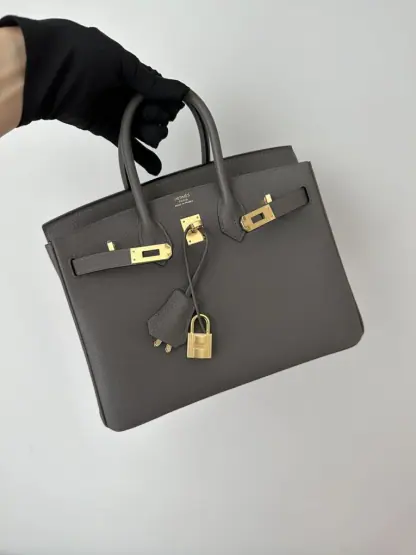  Hermes Birkin 25cm CC8F Etain Handmade Hand Stitching Togo Gold Hardware #3508 - Image 10