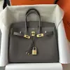 Replica Hermes Birkin 25cm CC8F Etain Handmade Hand Stitching Togo Gold Hardware #3508
