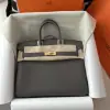  Hermes Birkin 25cm CC8F Etain Handmade Hand Stitching Togo Gold Hardware #3508 - Image 11