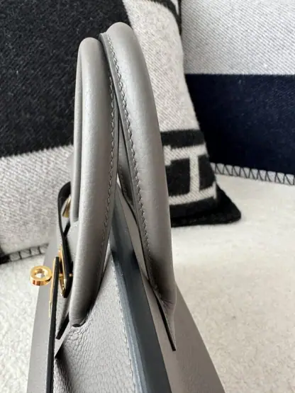  Hermes Birkin 25cm CC8F Etain Handmade Hand Stitching Togo Gold Hardware #3508 - Image 6