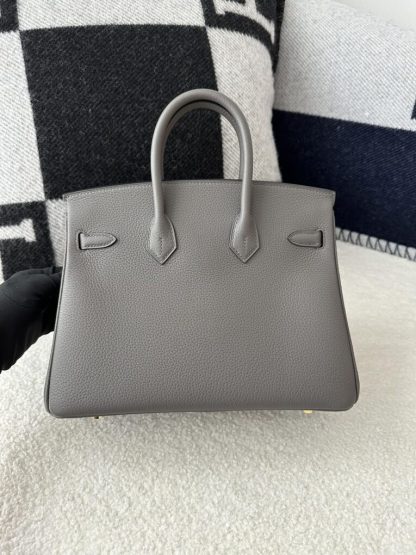  Hermes Birkin 25cm CC8F Etain Handmade Hand Stitching Togo Gold Hardware #3508 - Image 8