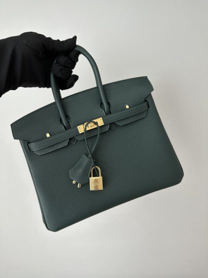  Hermes Birkin 25cm 6O Vert cypres Handmade Hand Stitching Togo Gold #3516 - Image 11