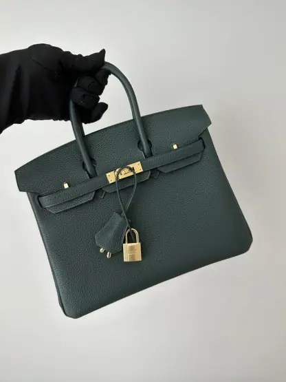  Hermes Birkin 25cm 6O Vert cypres Handmade Hand Stitching Togo Gold #3516 - Image 11