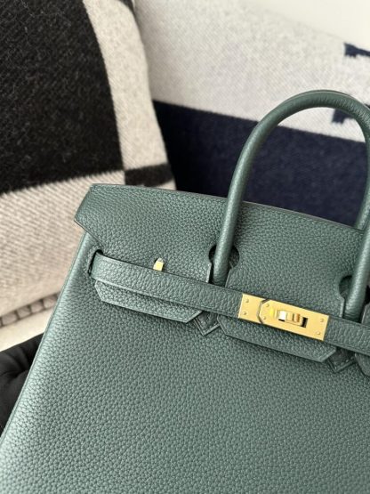  Hermes Birkin 25cm 6O Vert cypres Handmade Hand Stitching Togo Gold #3516 - Image 5
