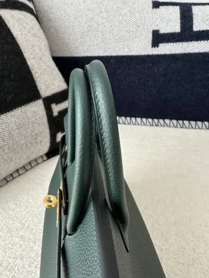  Hermes Birkin 25cm 6O Vert cypres Handmade Hand Stitching Togo Gold #3516 - Image 9