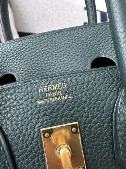  Hermes Birkin 25cm 6O Vert cypres Handmade Hand Stitching Togo Gold #3516 - Image 8