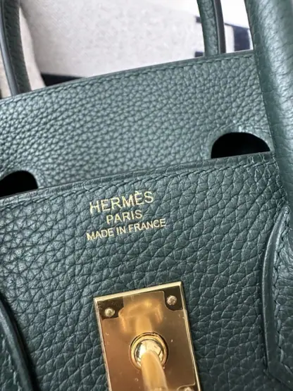  Hermes Birkin 25cm 6O Vert cypres Handmade Hand Stitching Togo Gold #3516 - Image 8