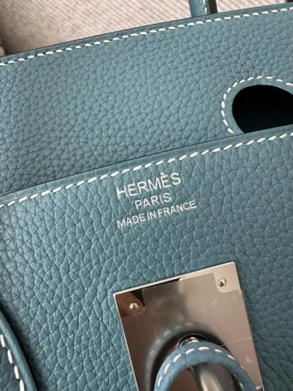  Hermes Birkin 25cm D2 New Blue jean Handmade Hand Stitching Togo Sliver #3506 - Image 2