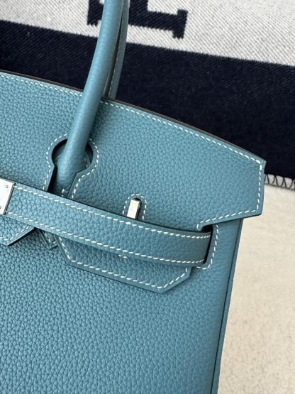  Hermes Birkin D2 New Blue jean Handmade Hand Stitching togo Sliver #3531 - Image 3