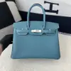  Hermes Birkin 25cm D2 New Blue jean Handmade Hand Stitching Togo Sliver #3506 - Image 11