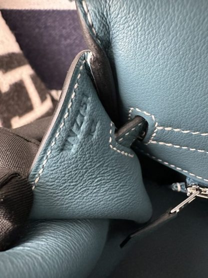  Hermes Birkin D2 New Blue jean Handmade Hand Stitching togo Sliver #3531 - Image 6