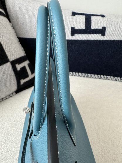  Hermes Birkin D2 New Blue jean Handmade Hand Stitching togo Sliver #3531 - Image 9