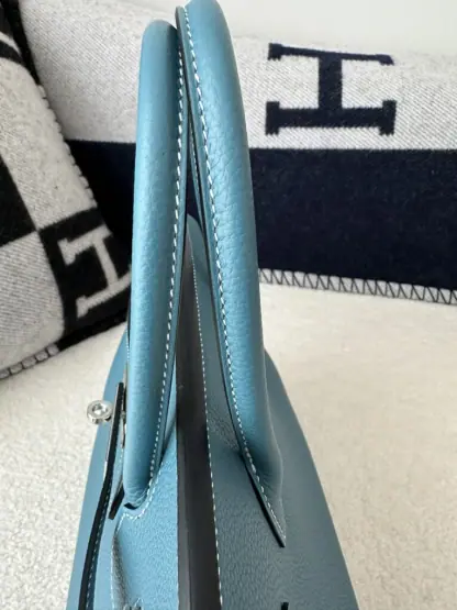  Hermes Birkin 25cm D2 New Blue jean Handmade Hand Stitching Togo Sliver #3506 - Image 10