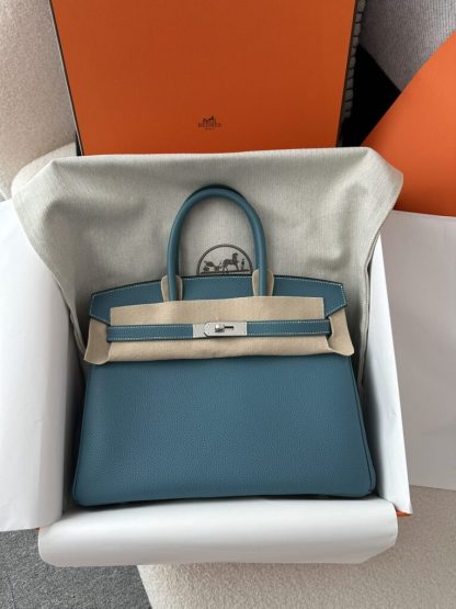 Hermes Birkin D2 New Blue jean Handmade Hand Stitching togo Sliver #3531 - Image 12