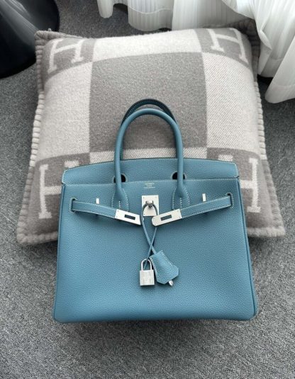  Hermes Birkin D2 New Blue jean Handmade Hand Stitching togo Sliver #3531 - Image 10