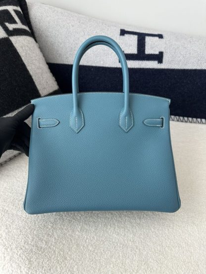  Hermes Birkin D2 New Blue jean Handmade Hand Stitching togo Sliver #3531 - Image 11
