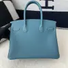  Hermes Birkin 25cm D2 New Blue jean Handmade Hand Stitching Togo Sliver #3506 - Image 12