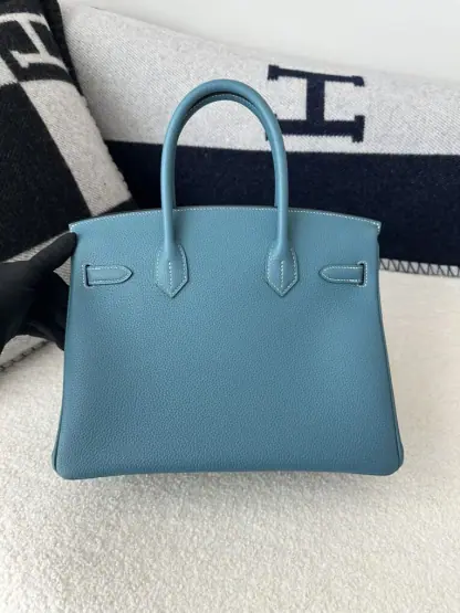  Hermes Birkin 25cm D2 New Blue jean Handmade Hand Stitching Togo Sliver #3506 - Image 12
