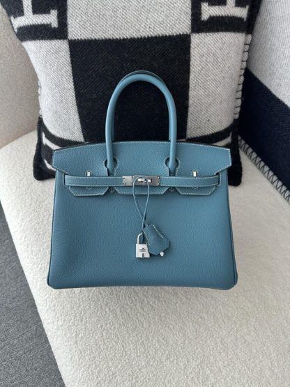  Hermes Birkin D2 New Blue jean Handmade Hand Stitching togo Sliver #3531 - Image 13
