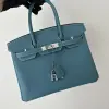  Hermes Birkin 25cm D2 New Blue jean Handmade Hand Stitching Togo Sliver #3506 - Image 13