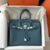  Hermes Birkin 25cm D2 New Blue jean Handmade Hand Stitching Togo Sliver #3506 - Image 16