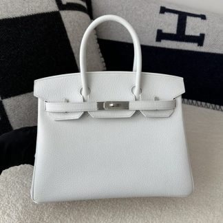 Replica Hermes Birkin 30cm 01 Blank Handmade Hand Stitching togo Sliver #3530