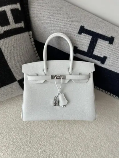  Hermes Birkin 30cm 01 Blank Handmade Hand Stitching togo Sliver #3530 - Image 11