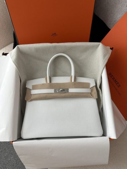  Hermes Birkin 30cm 01 Blank Handmade Hand Stitching togo Sliver #3530 - Image 13