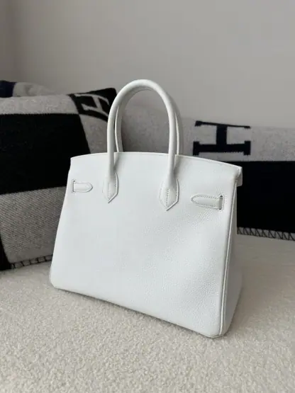  Hermes Birkin 30cm 01 Blank Handmade Hand Stitching togo Sliver #3530 - Image 12