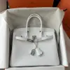  Hermes Birkin 30cm 01 Blank Handmade Hand Stitching togo Sliver #3530 - Image 14