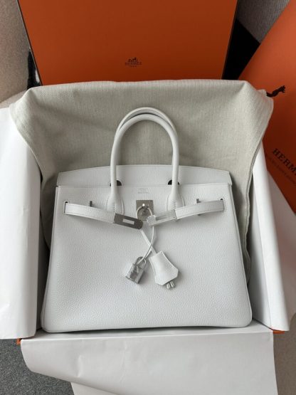  Hermes Birkin 30cm 01 Blank Handmade Hand Stitching togo Sliver #3530 - Image 14