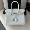  Hermes Birkin 30cm 01 Blank Handmade Hand Stitching togo Sliver #3530 - Image 16