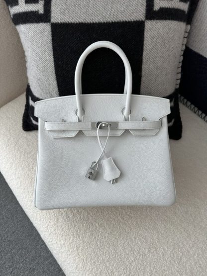  Hermes Birkin 30cm 01 Blank Handmade Hand Stitching togo Sliver #3530 - Image 16