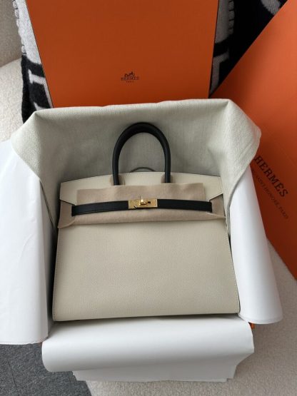  Hermes Birkin 25cm CC10 Carie & CC89 Noir Handmade Hand Stitching Epsom #3504 - Image 13