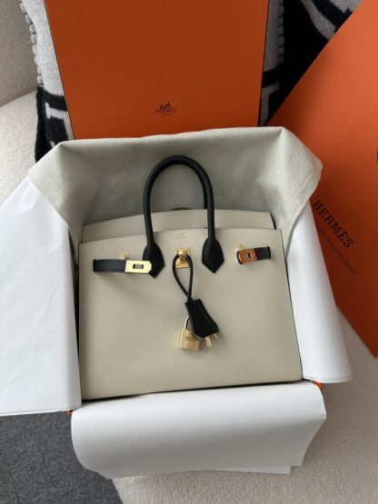  Hermes Birkin 25cm CC10 Carie & CC89 Noir Handmade Hand Stitching Epsom #3504 - Image 14